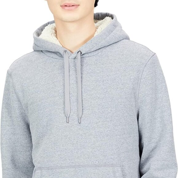 Amazon Essentials Mens Sherpa-Lined Pullover Hoodie Sweatshirt Heather Grey - Picture 2 of 8